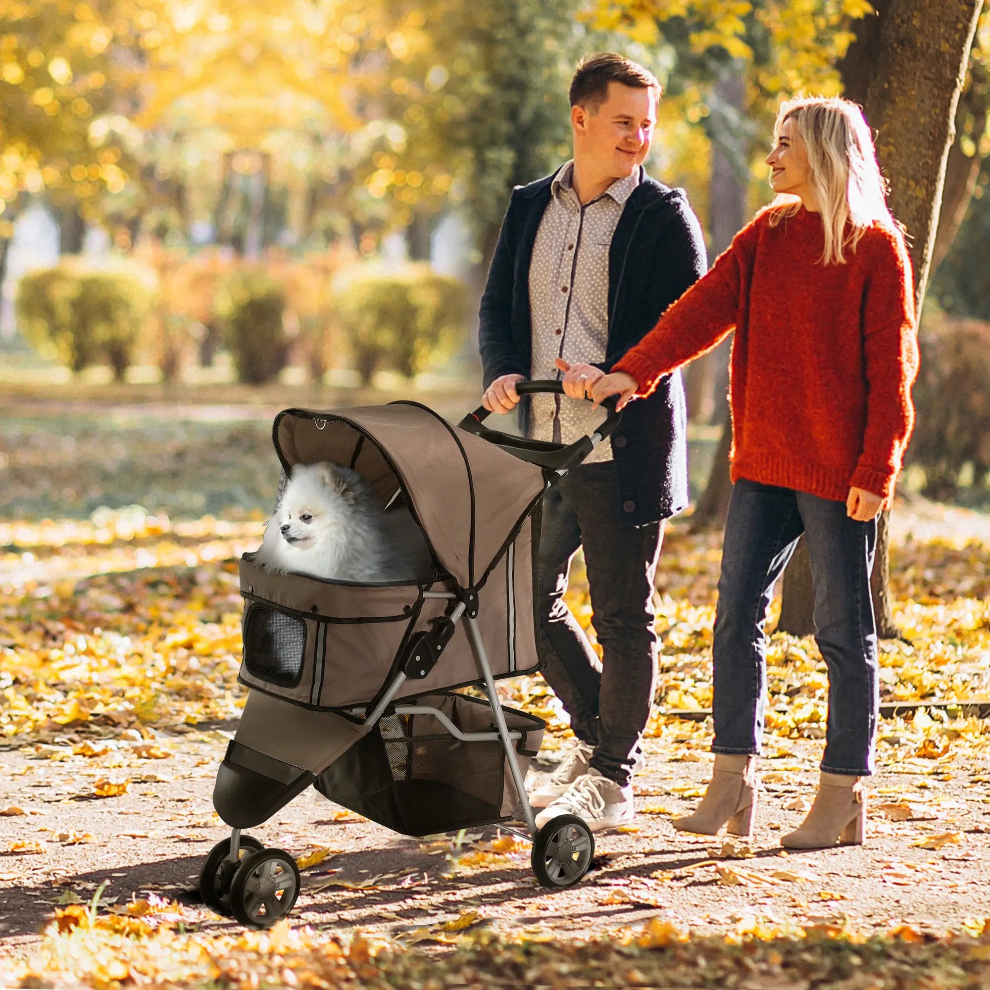 PawHut Hundebuggy faltbar mit Feststellbremse und Einkaufskorb