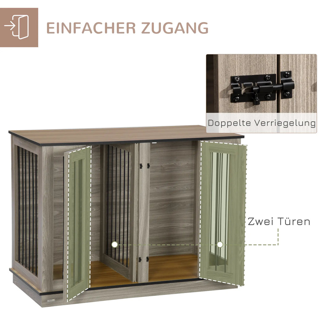 PawHut Hundekäfig Beistelltisch 2-in-1 mit Trennwand verriegelbar