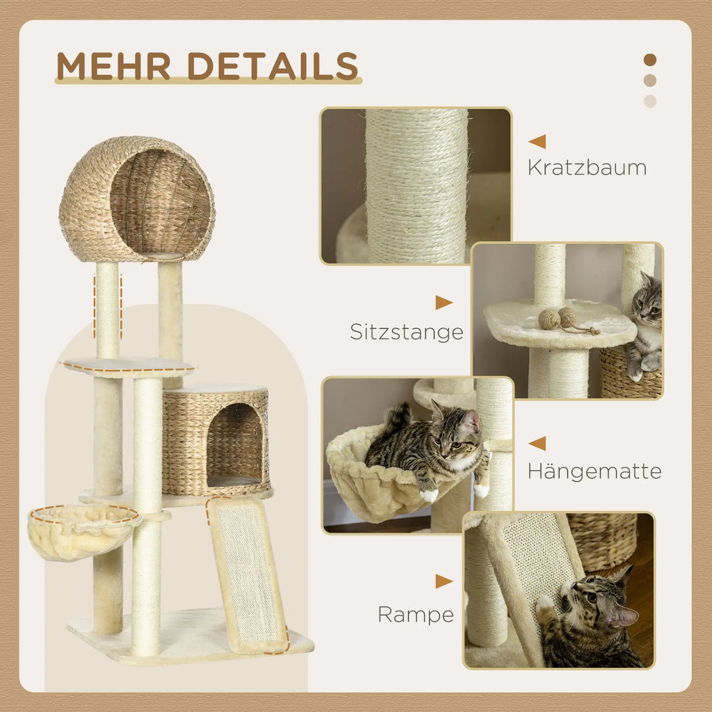 PawHut Kratzbaum Katzenhaus mit Hängematte und Aussichtsplattform