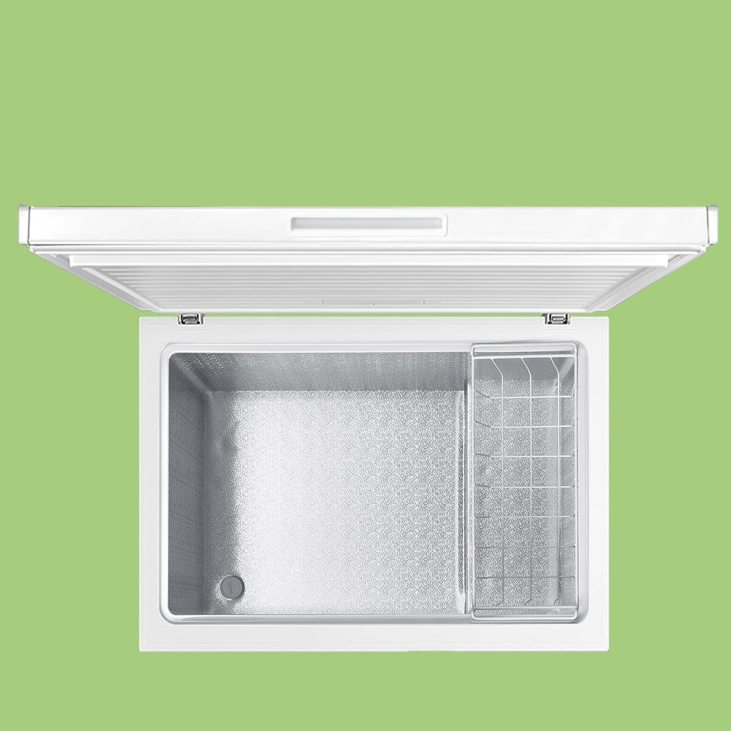 Comfee RCC100WH2(E) Gefriertruhe/169 kWh/Jahr/85cm hoch/99L/38dB/Geringe Lautstärke/Hoch effizientesD-förmigesRohr/Geeignet für verschiedene Einsatzszenarien/Einstellbarer Temperaturregler/Weiß