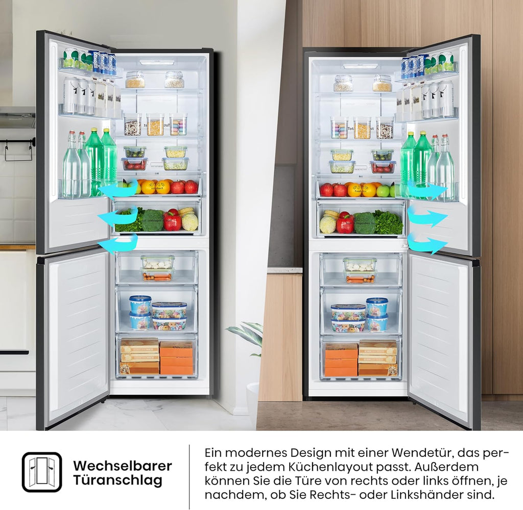 Hisense RB327N4ADD Fridge-Freezer Combination, EEK D, Total NoFrost, Interchangeable Door Hinge, Bottle Grid, 171 Litre Fridge Compartment, 85 Litre Freezer Compartment, Stainless Steel Look