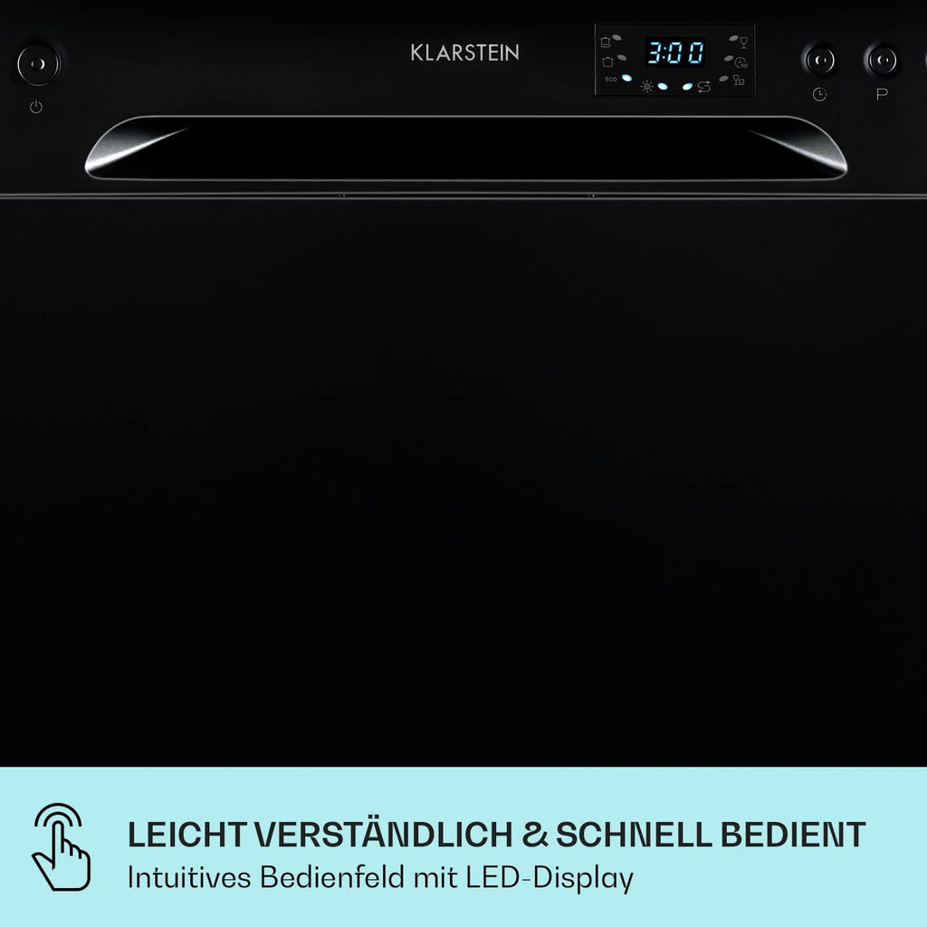 Klarstein ia 8 - Spülmaschine, Geschirrspüler, Freistehend, Teilintegriert, F, 55 cm breit, 8 Maßgedecke, 6 Programme, Aquastop, silber