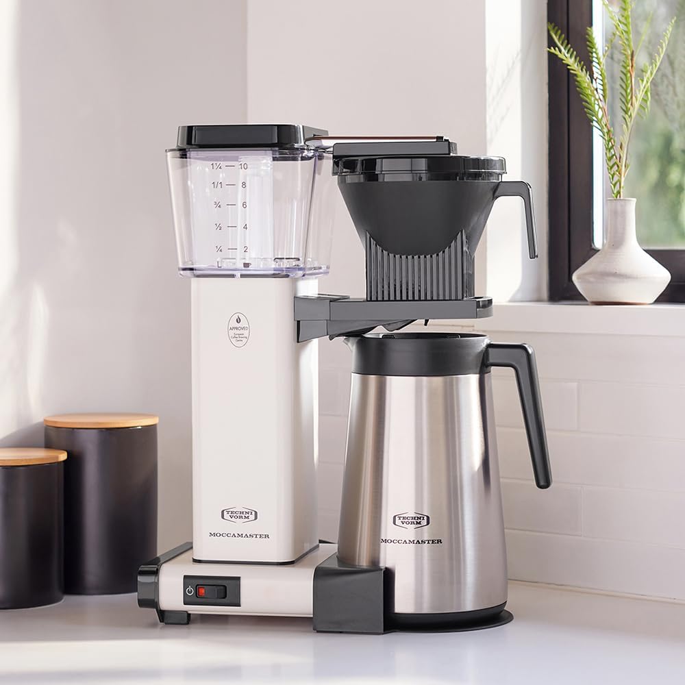 Moccamaster KBGT, Filterkaffeemaschine mit Thermoskanne, Filterkaffeemaschine, Off-White, 1.25L