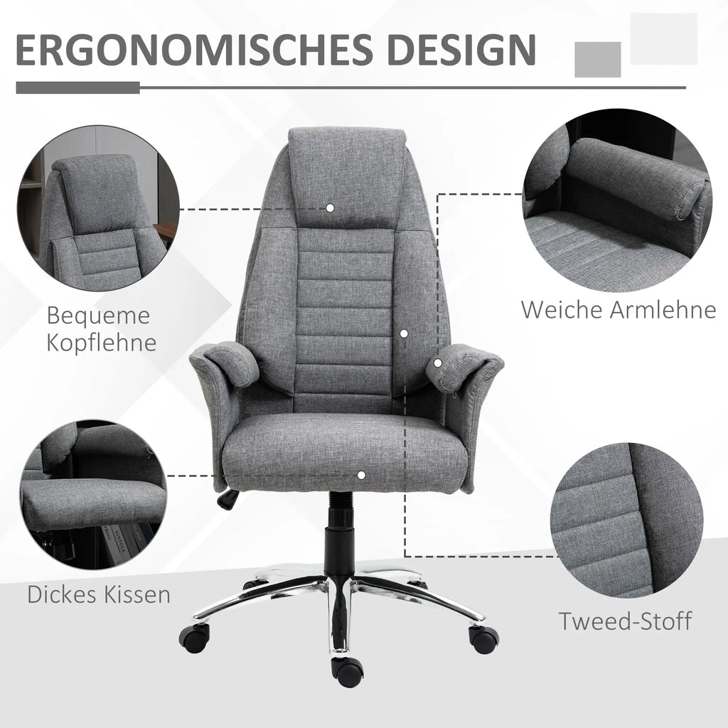 HOMCOM Bürostuhl Drehstuhl Retro Design höhenverstellbar grau