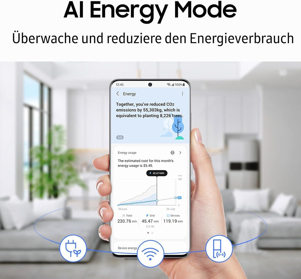 Samsung Kühl-Gefrier-Kombination, Kühlschrank mit Gefrierfach, 203 cm, 390 l Gesamtvolumen, 114 l Gefrierteil, AI Energy Mode, Flaschenregal, Premium Black Steel, RL38C602CB1/EG