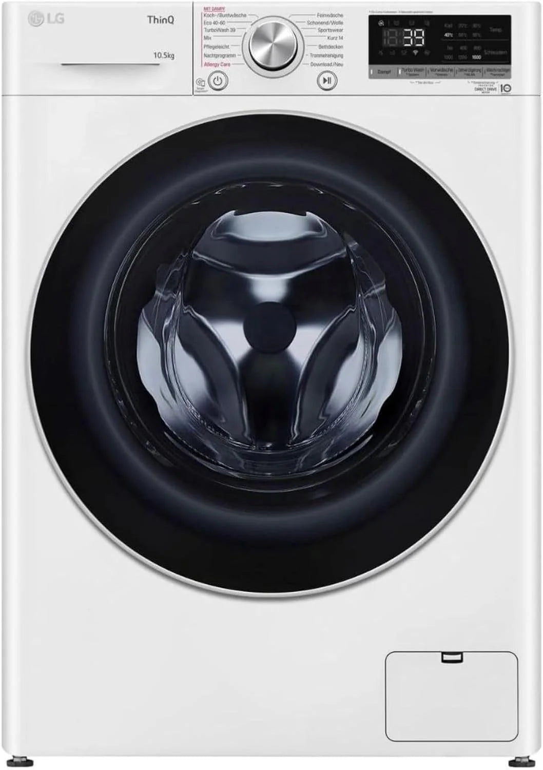 LG F4WV7080, Klasse A, Frontlader-Waschmaschine 8 kg, 1400 U/Min, AI Direct Drive, Wi-Fi, Tiefenreinigung mit Dampf, Groe Kapazitt, TRIPLE A, Auentür aus Sicherheitsglas, 62 x 60 x 85 cm  Wei