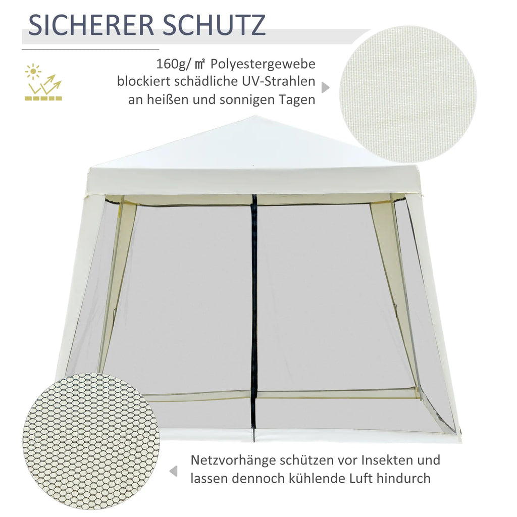 Outsunny Gartenpavillon mit Moskitonetz wasserabweisend cremeweiß