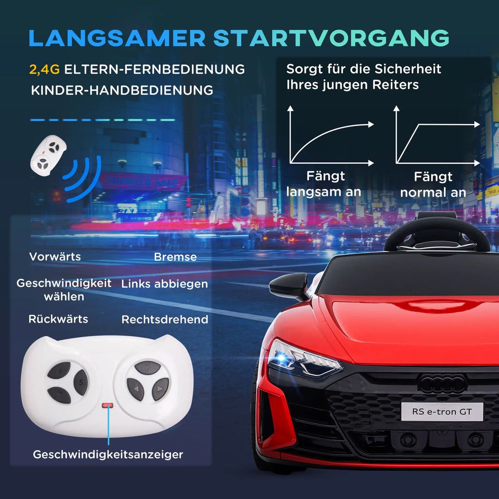 HOMCOM Kinder Elektroauto mit Fernbedienung & Musikfunktion Rot