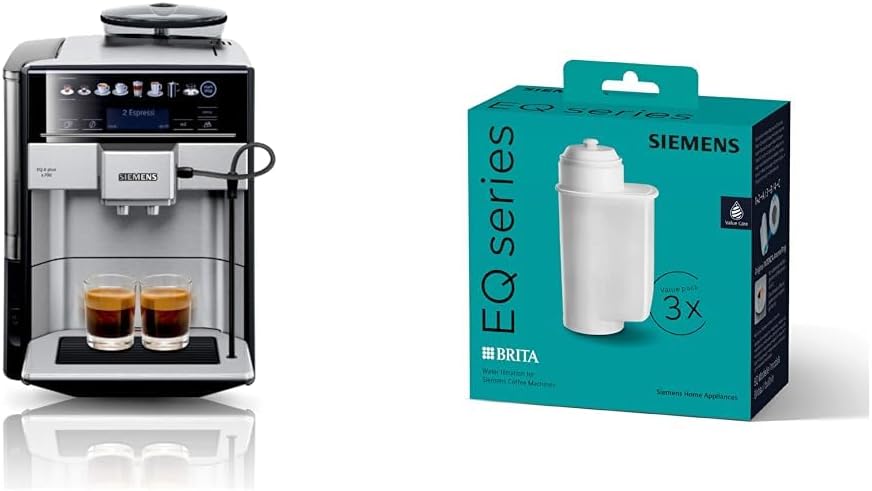 SIEMENS Kaffeevollautomat EQ6 plus s700 TE657503DE, für viele Kaffeespezialitäten, Milch-Aufschäumdüse, Keramikmahlwerk, Doppeltassenfunktion, Antikalk, automatische Dampfreinigung, 1500 W, edelstahl