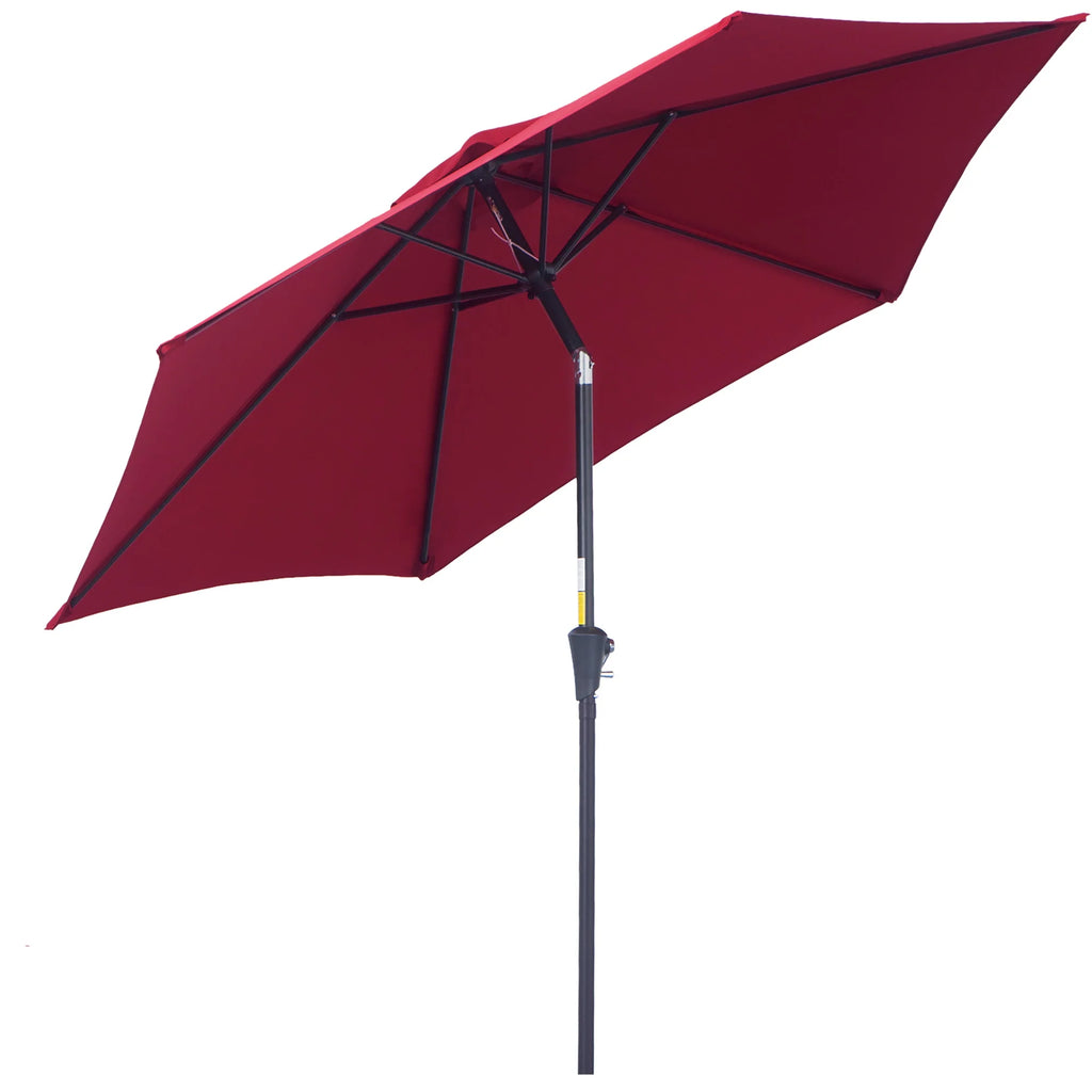 Outsunny Sonnenschirm Kippfunktion Handkurbel Aluminium Rot
