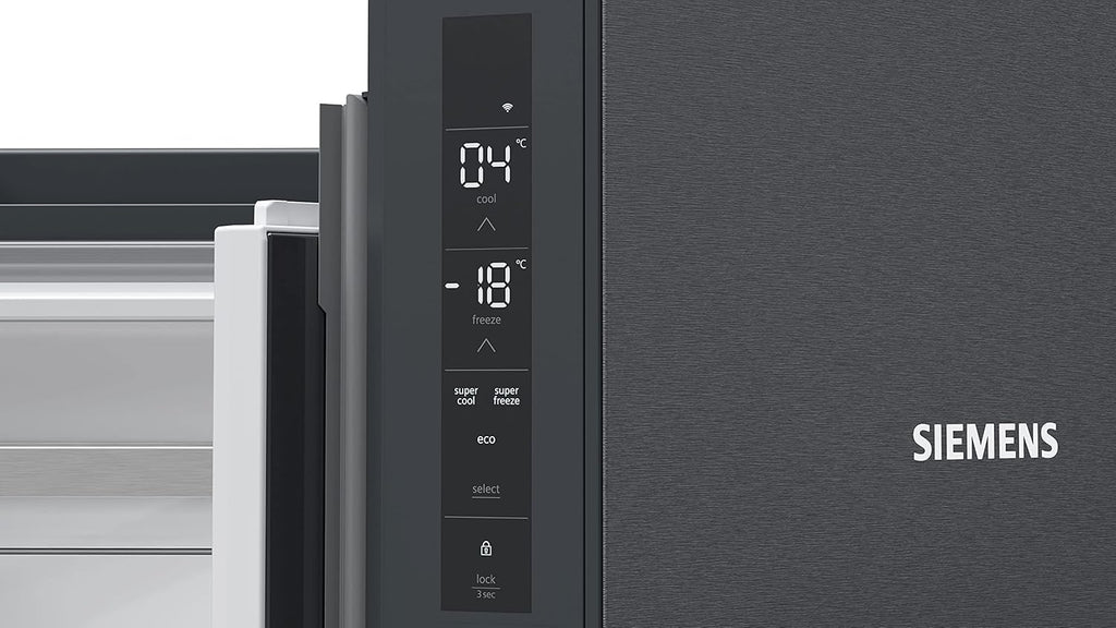 SIEMENS KF96NVPEA iQ300 Multi-Door-Kühlschrank, 183 x 91 cm, 405 L Kühlen & 200 L Gefrieren, hyperFresh längere Frische, noFrost nie wieder abtauen, superCooling schnellere Kühlung