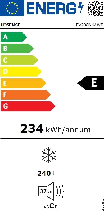 Hisense FV191N4AW2 Gefrierschrank/ TotalNoFrost/ SuperFreeze/ Türalarm/ Multiflow 360°/ BigBox/ 143,4 cm/ Gefrierteil 147 l/ 41 dB/ 205 kWh/Wei