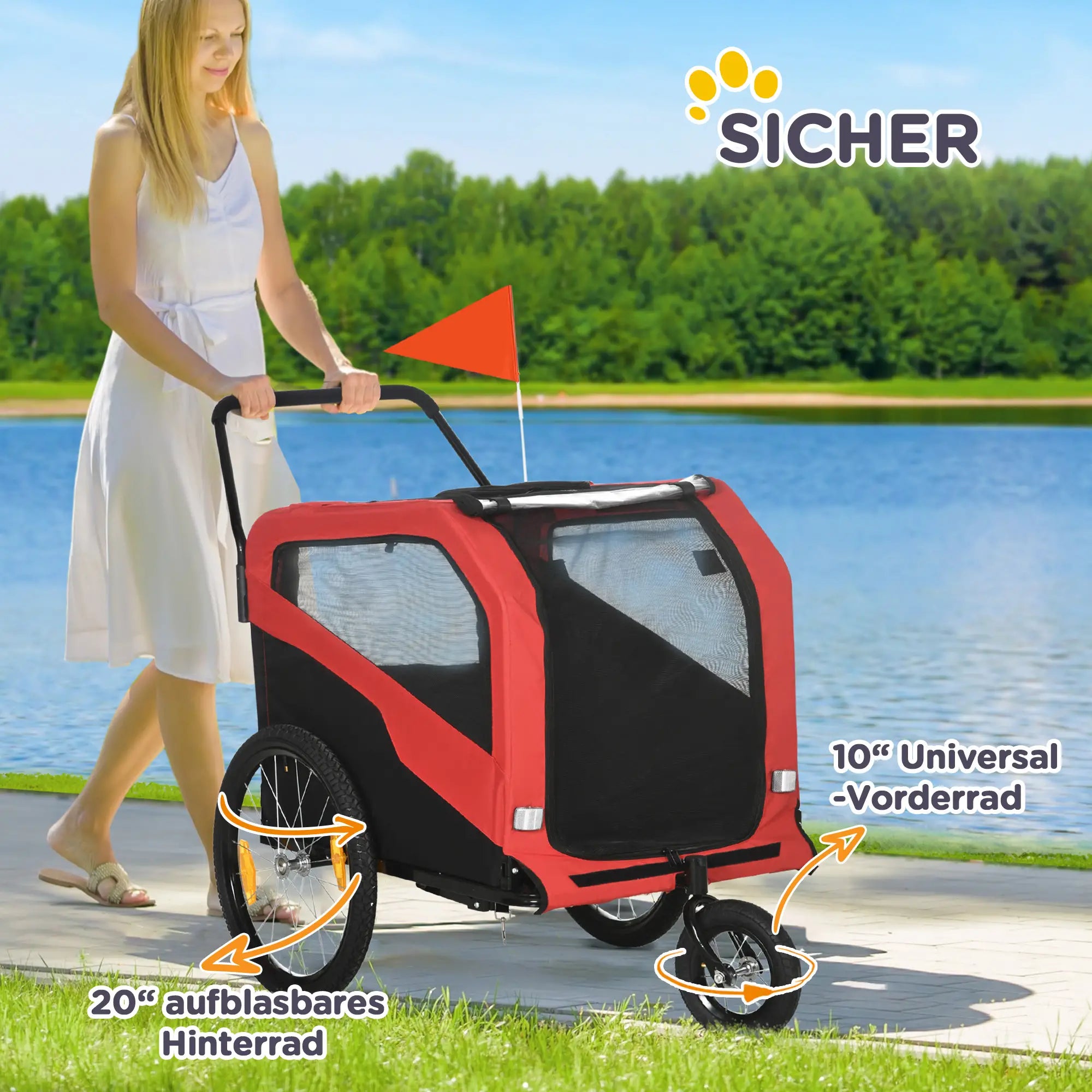 HOMCOM Hundebett 30 kg, rot, robust & bequem für große Hunde