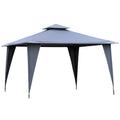 Outsunny Pavillon 3,45x3,45 m mit Doppeldach Grau