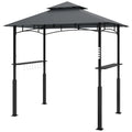 Outsunny Grillpavillon doppelschichtiges Vordach LED-Licht