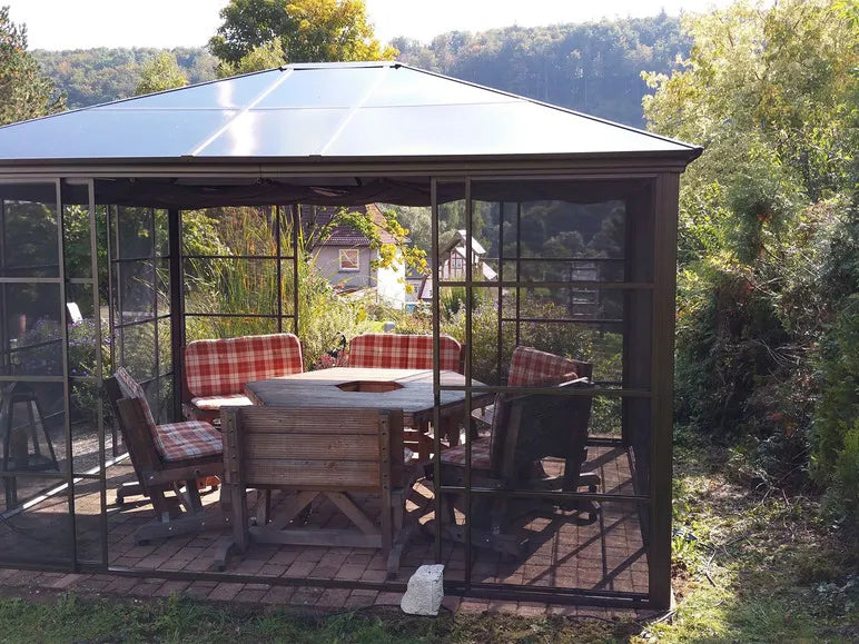 SOJAG Canada Pavillon »Castel«, aus Aluminium, inkl. Sonnensegel u. Insektenschutz, bronze