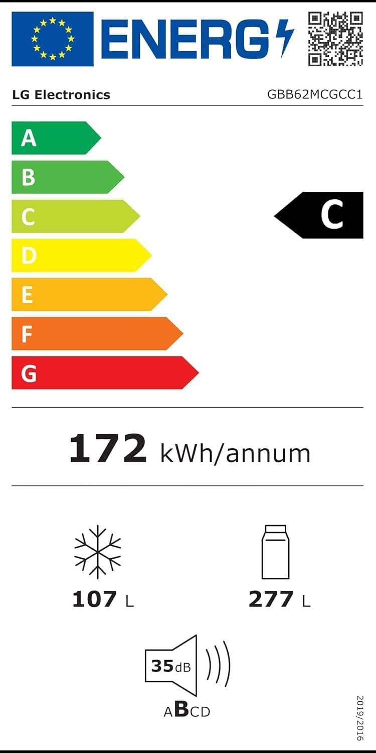 LG GBV22NCCEP Kühl-/Gefrierkombination – Smart Inverter Compressor, Total No Frost, Modern Flat Door Design, Matt Schwarz Metallic, Energieeffizienz A