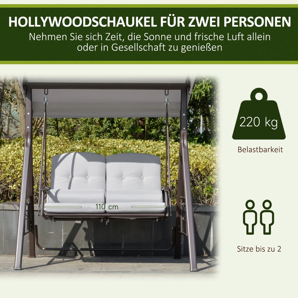 Outsunny Hollywoodschaukel 3-Sitzer mit Sonnendach und Ablagen