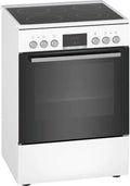 Bosch HKR39C250 Serie 4 Elektro-Standherd, 60 cm breit, EcoClean Direct Reinigungshilfe, 3D Heißluft Backen auf 3 Ebenen, LED-Display-Steuerung, erweiterbare Kochzone für großes Kochgeschirr