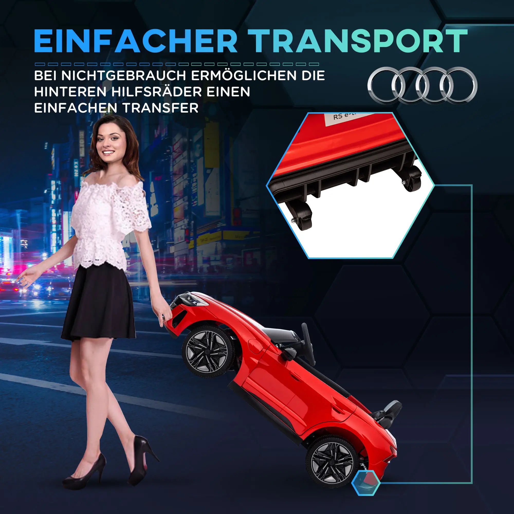 HOMCOM Kinder Elektroauto mit Fernbedienung & Musikfunktion Rot