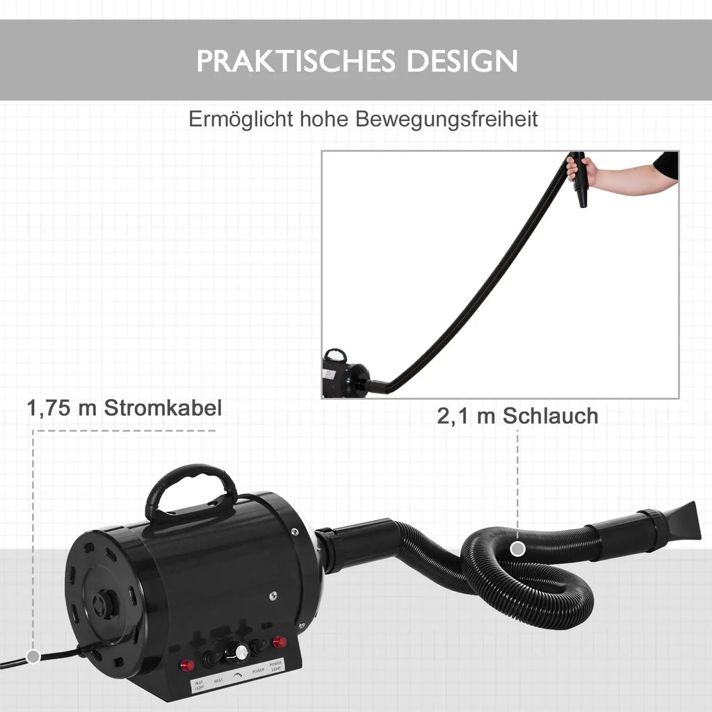 PawHut Hundefön 2800W leise stufenlos einstellbar