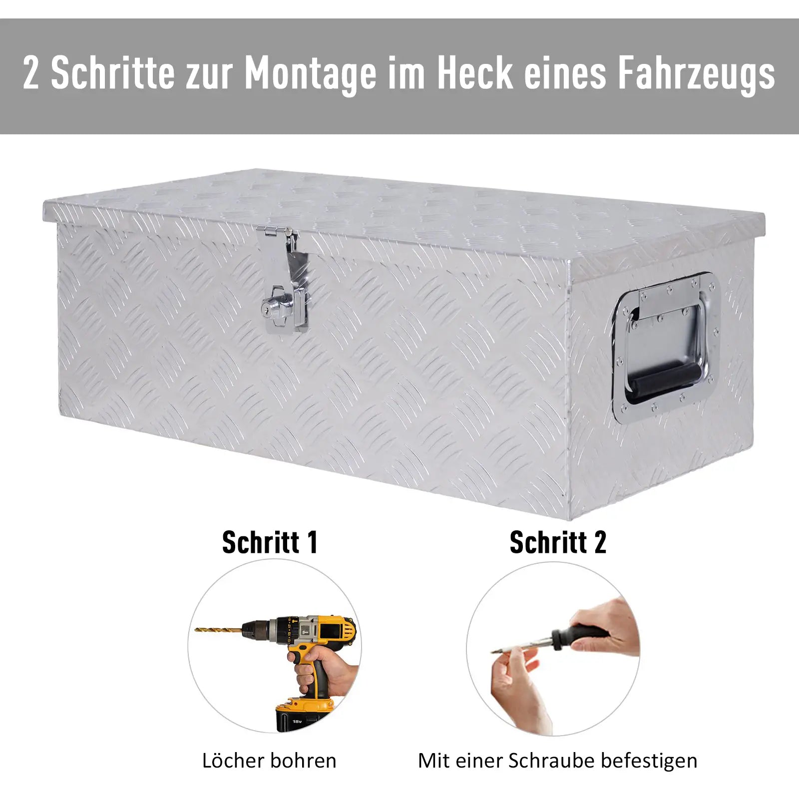 HOMCOM Werkzeugkasten abschließbar mit Griffen Aluminium