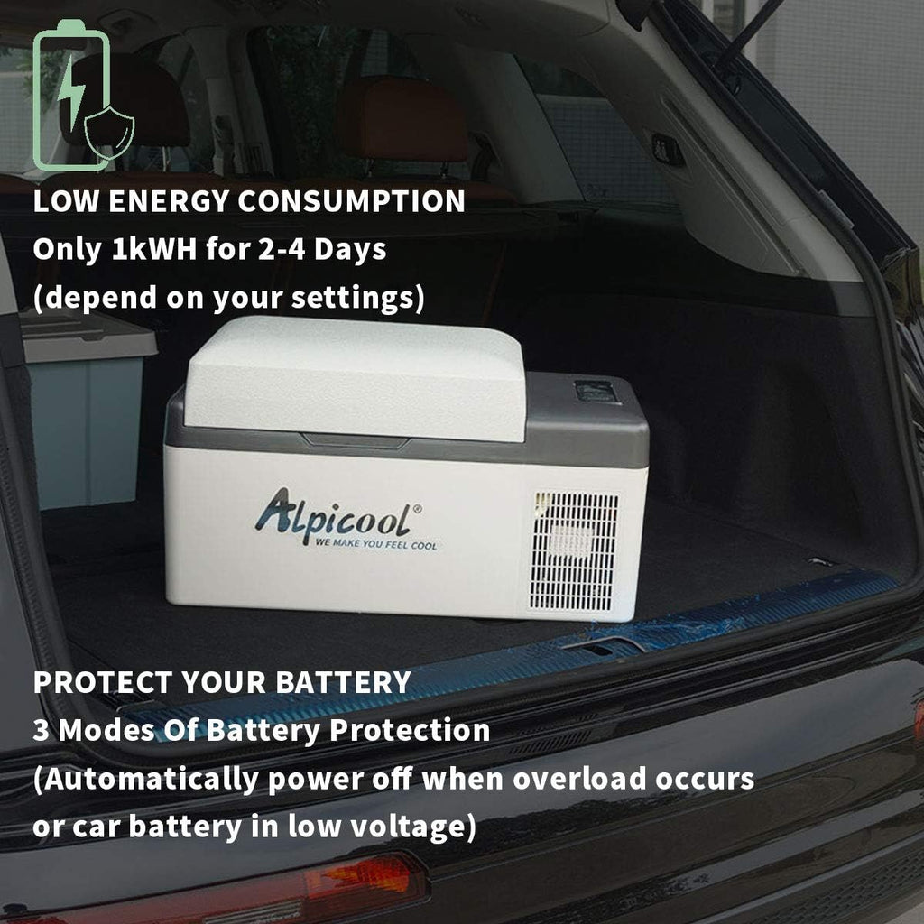 Alpicool C12 12L Cool Box 12 V Mini Fridge Electric Compressor Car Fridge Camping Freezer Box Small Portable for Car, Truck, Boat, RV with USB Connection