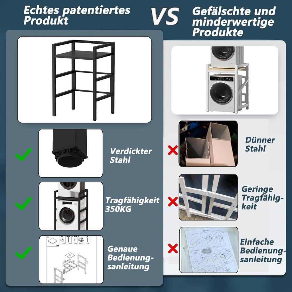MSFE Regal über Waschmaschine,Höhenverstellbarer Wäschetrocknerständer,Lagerregal über der Waschmaschine, Tragfähigkeit 350 kg,für Waschmaschine und Trockner,73 * 64 * 110cm,Patentiertes Produkt