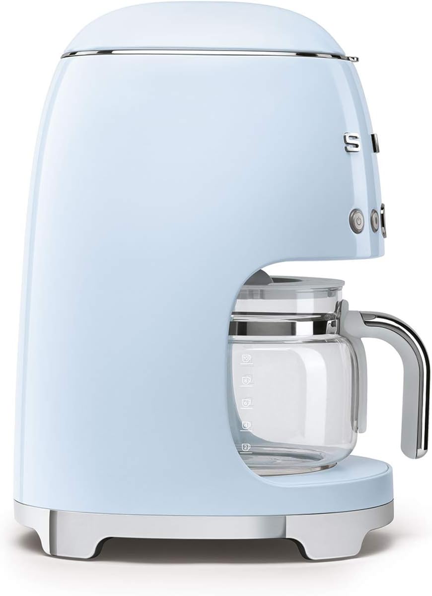 Smeg, DCF02BLMEU, Filter-Kaffeemaschine, Aroma und Autostart-Funktion, Glaskaraffe bis 12 Tassen, 2 Intensitätsniveaus, Warmhaltefunktion, 1050W, Mattschwarz