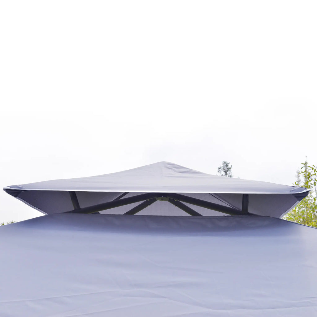 Outsunny Pavillon 3,45x3,45 m mit Doppeldach Grau