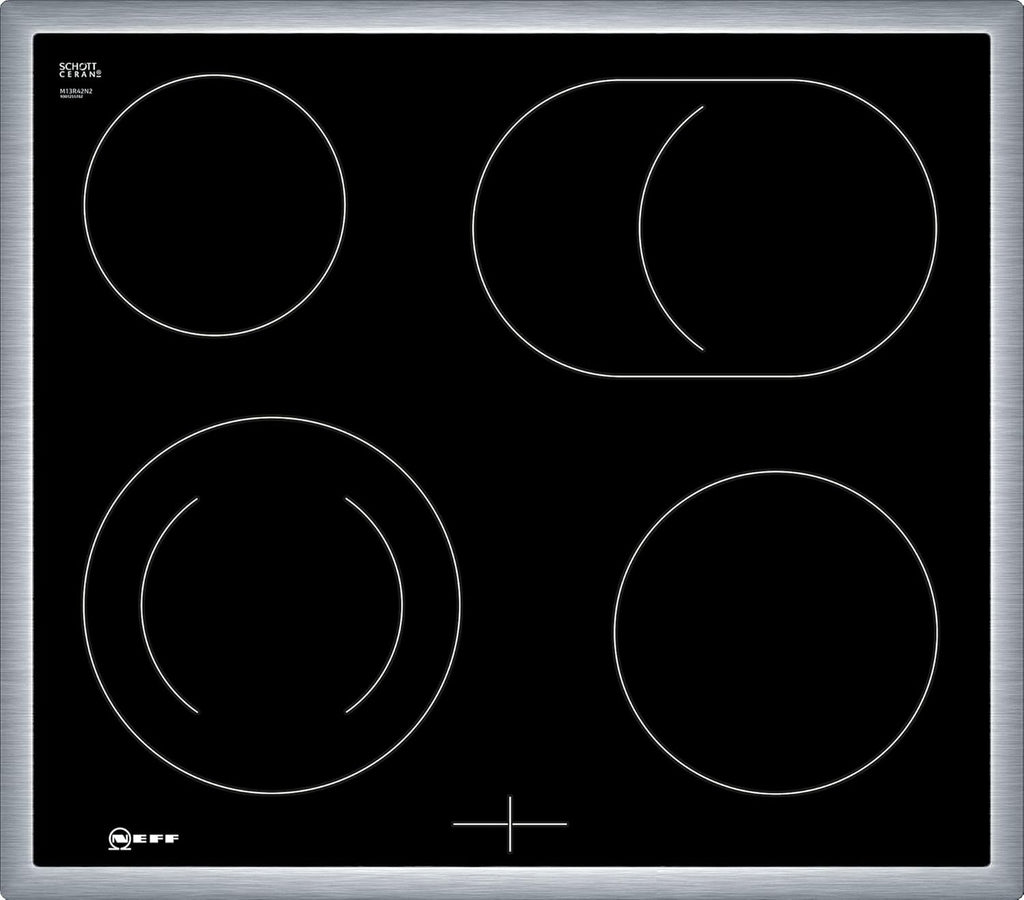 NEFF EDX442, Set bestehend aus E1ECD0AN0, N 30, Einbauherd mit CircoTherm, 60 x 60 cm, Edelstahl und M13R42N2, N 50, herdgesteuertes Elektrokochfeld, 60 cm, Schwarz, mit Rahmen aufliegend