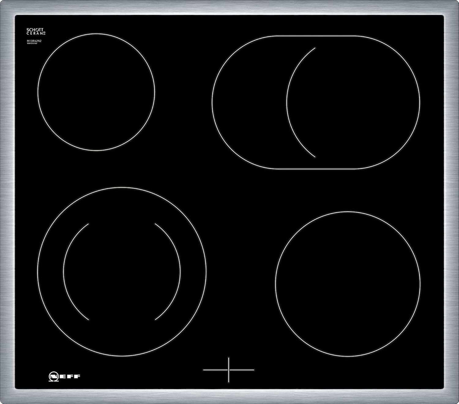 NEFF EDX442, Set bestehend aus E1ECD0AN0, N 30, Einbauherd mit CircoTherm, 60 x 60 cm, Edelstahl und M13R42N2, N 50, herdgesteuertes Elektrokochfeld, 60 cm, Schwarz, mit Rahmen aufliegend
