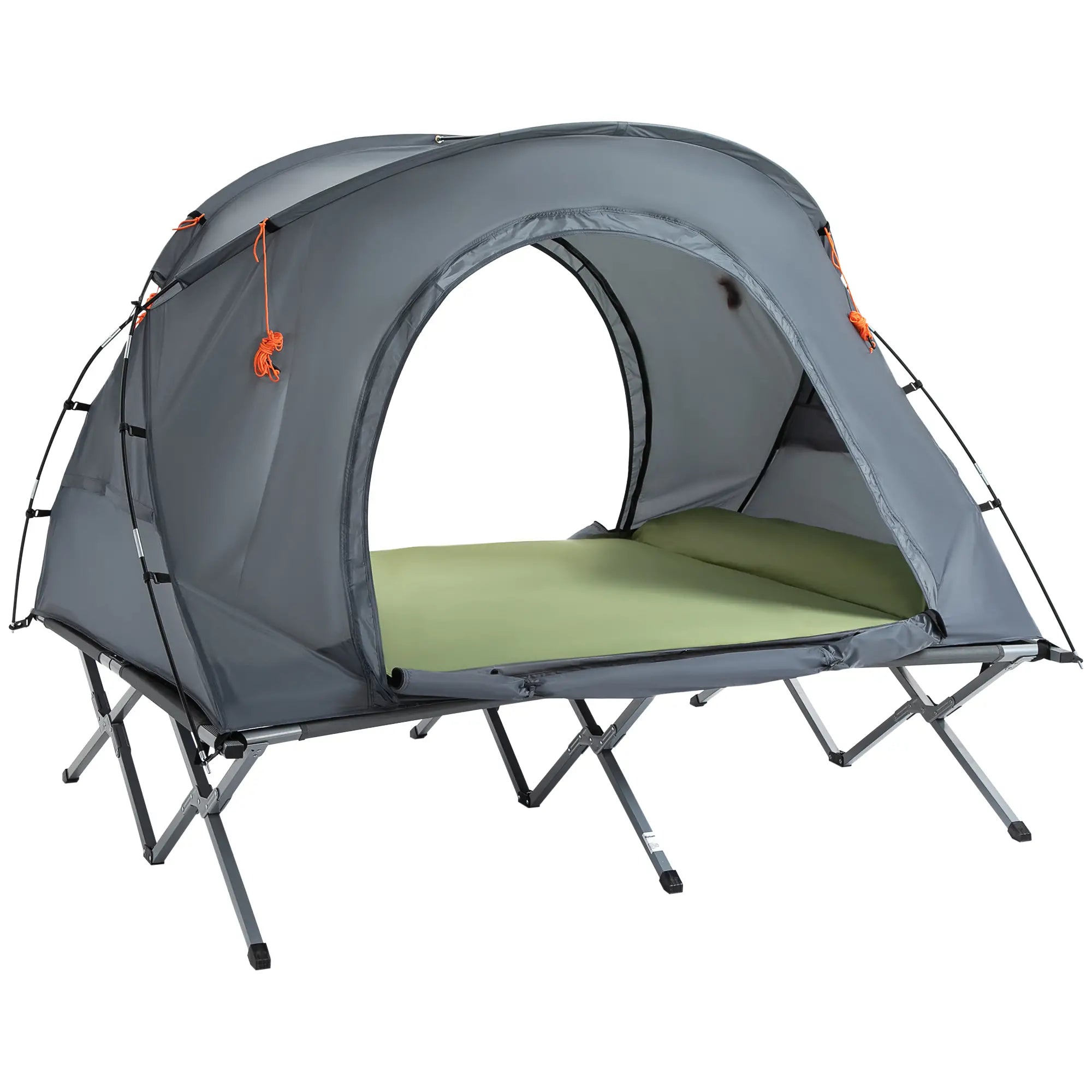 Outsunny Campingbett mit Zelt & Luftmatratze für 2 Personen, 200×146×159 cm, Grau