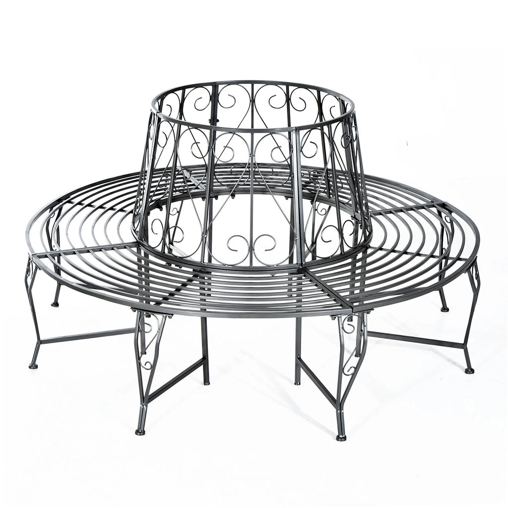 Outsunny Baumbank Rundbank 360° Design große Sitzfläche Metall