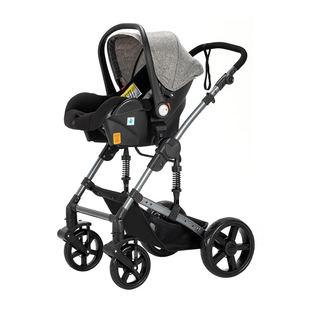 3 in 1 Kombikinderwagen 3 in 1 Reisesysteme Kinderwagen Infant Hochlandschaft Liegender Buggy Kinderwagen Neugeborenen Kinderwagen Faltbarer Standardkinderwagen (906 White)
