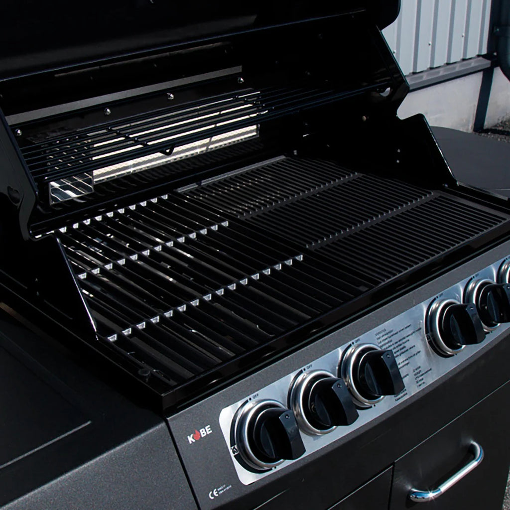KOBE Gasgrill STYLE PLATINUM, BLACK EDITION 4 Brenner und Seitenkocher, 145x61x116cm