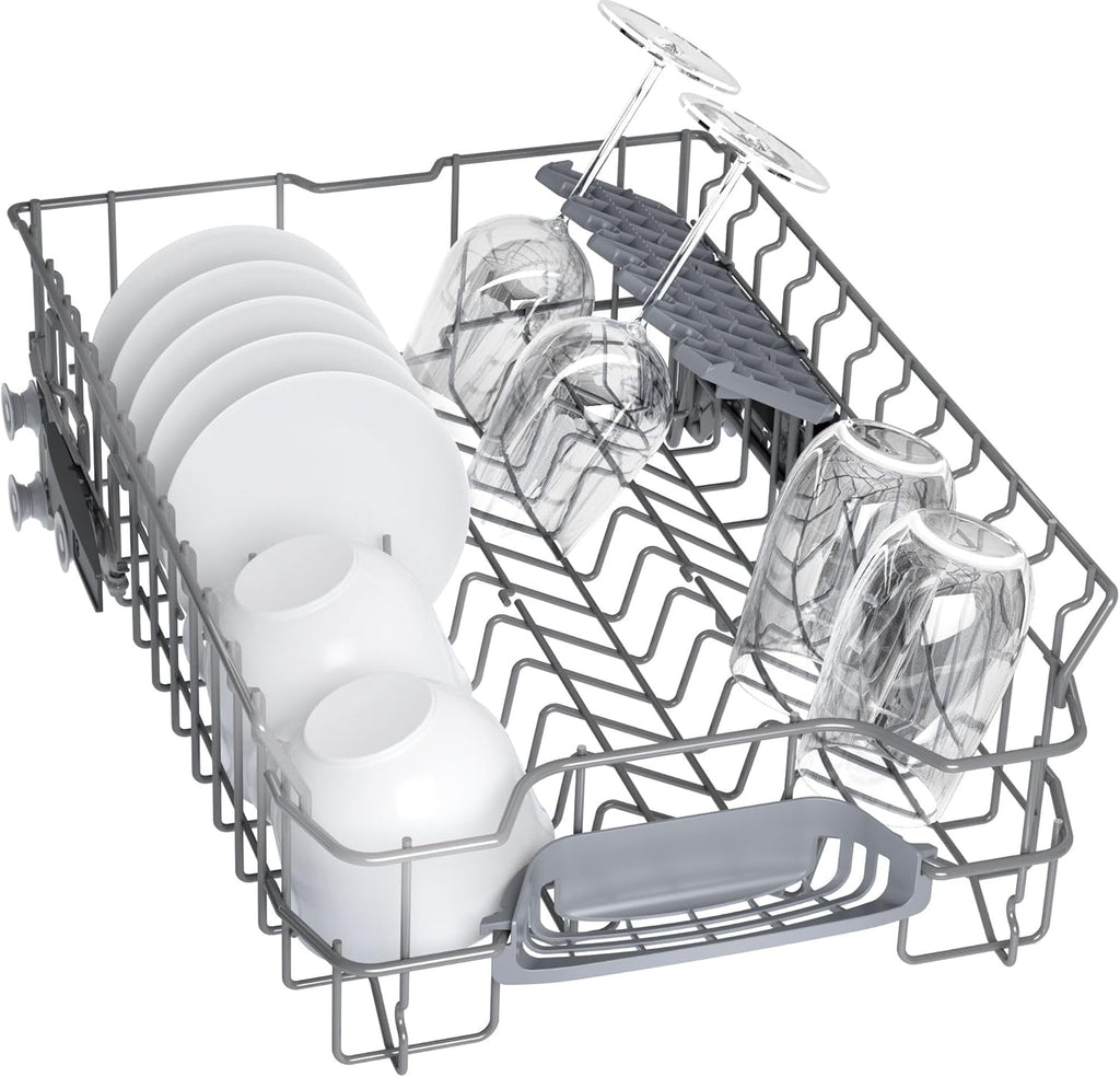 Bosch SPV2IKX10E Serie 2 Smarter Geschirrspüler vollintegriert, 45 cm breit, Besteckkorb, Extra Trocknen auf Knopfdruck, InfoLight roter Lichtpunkt am Boden, AquaStop Schutz gegen Wasserschäden, Weiß