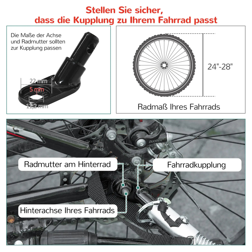 HOMCOM Kinderfahrradanhänger 2in1 Schiebewagen sichere Fahrt rot