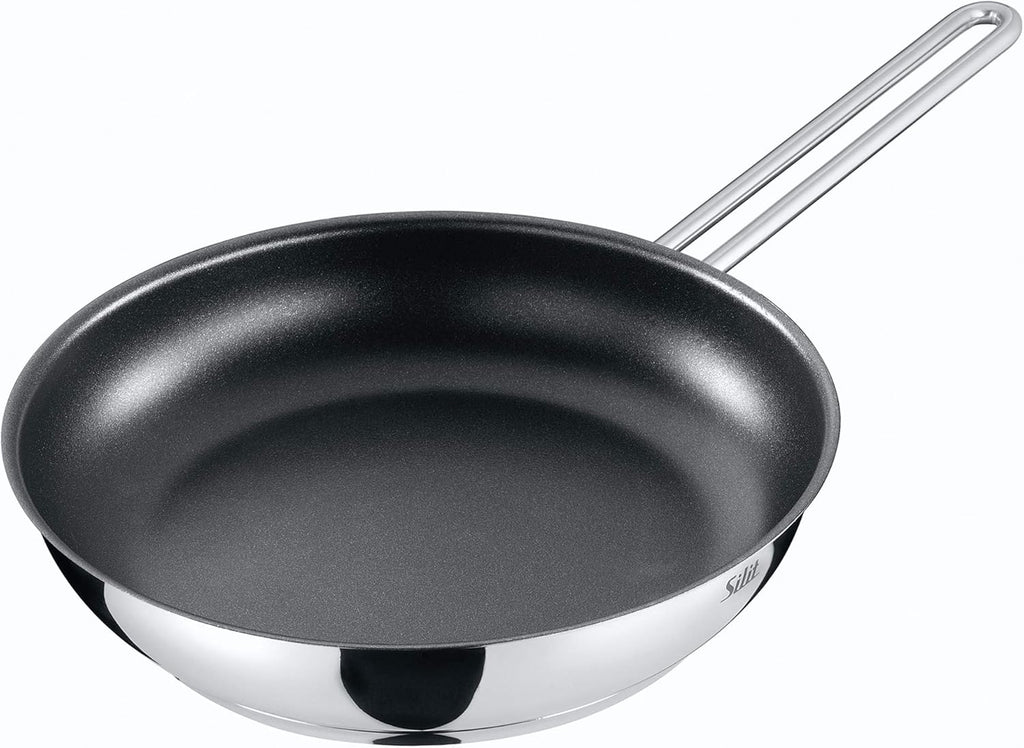Silit Toskana Topfset induktionsgeeignet 10-teilig, Kochtopf Set mit Glasdeckel, Induktionskochtöpfe, Milchtopf, Dämpfer, Pfanne, Edelstahl teilmattiert, Induktions Töpfe Set unbeschichtet