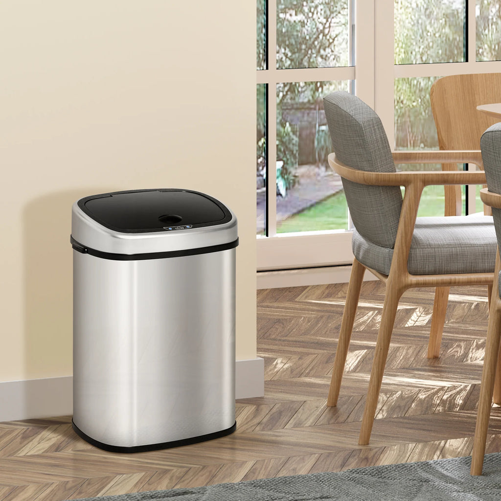 HOMCOM Automatik Mülleimer mit Sensor hygienisch Edelstahl