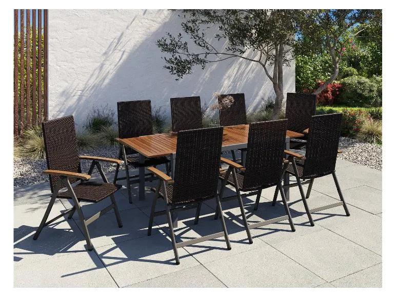 Geflecht-Set »Valencia«, 9-teilig - Ausziehtisch & 8 Klappsessel, braun