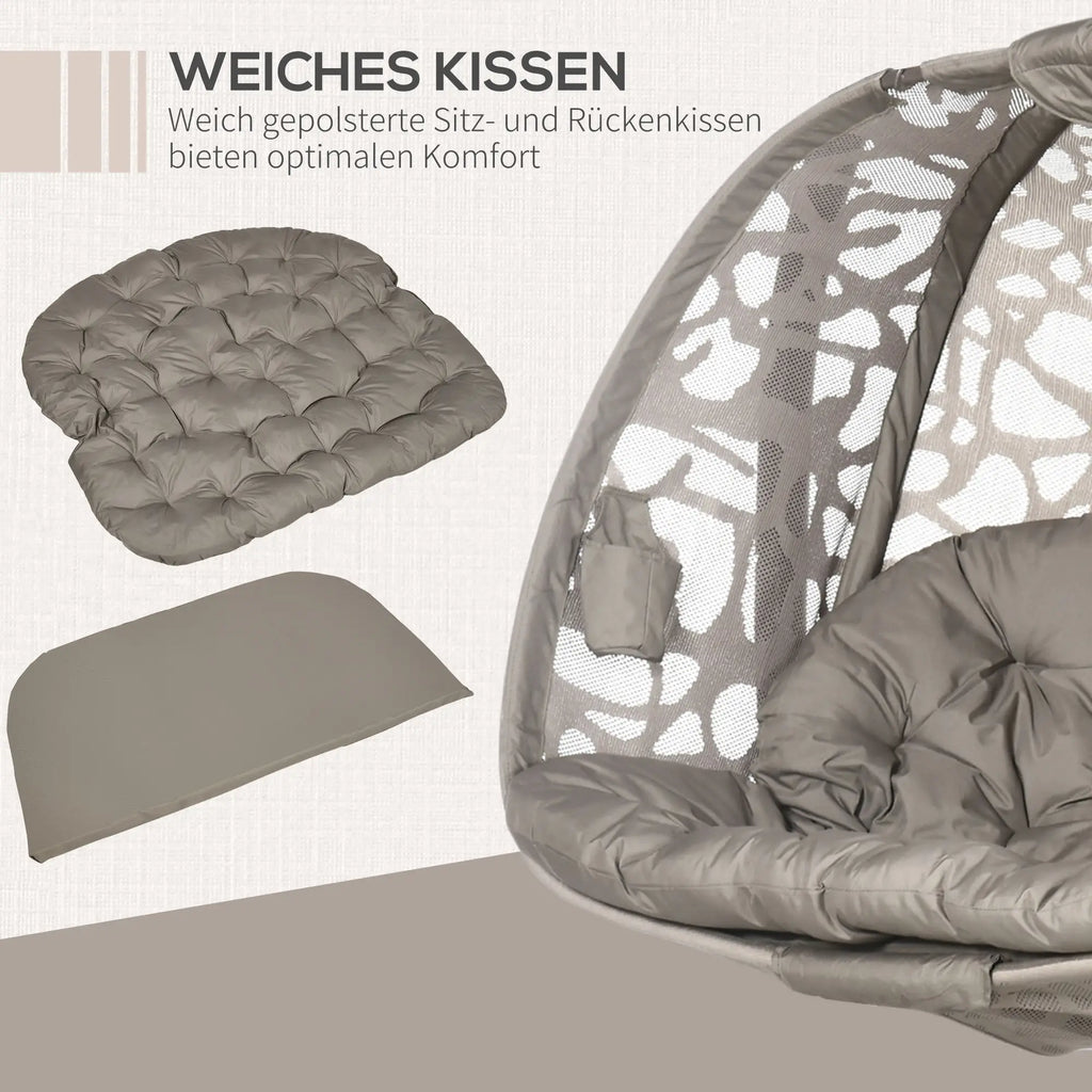 Outsunny Hängesessel 2-Sitzer klappbar mit Dach und Kissen Sand