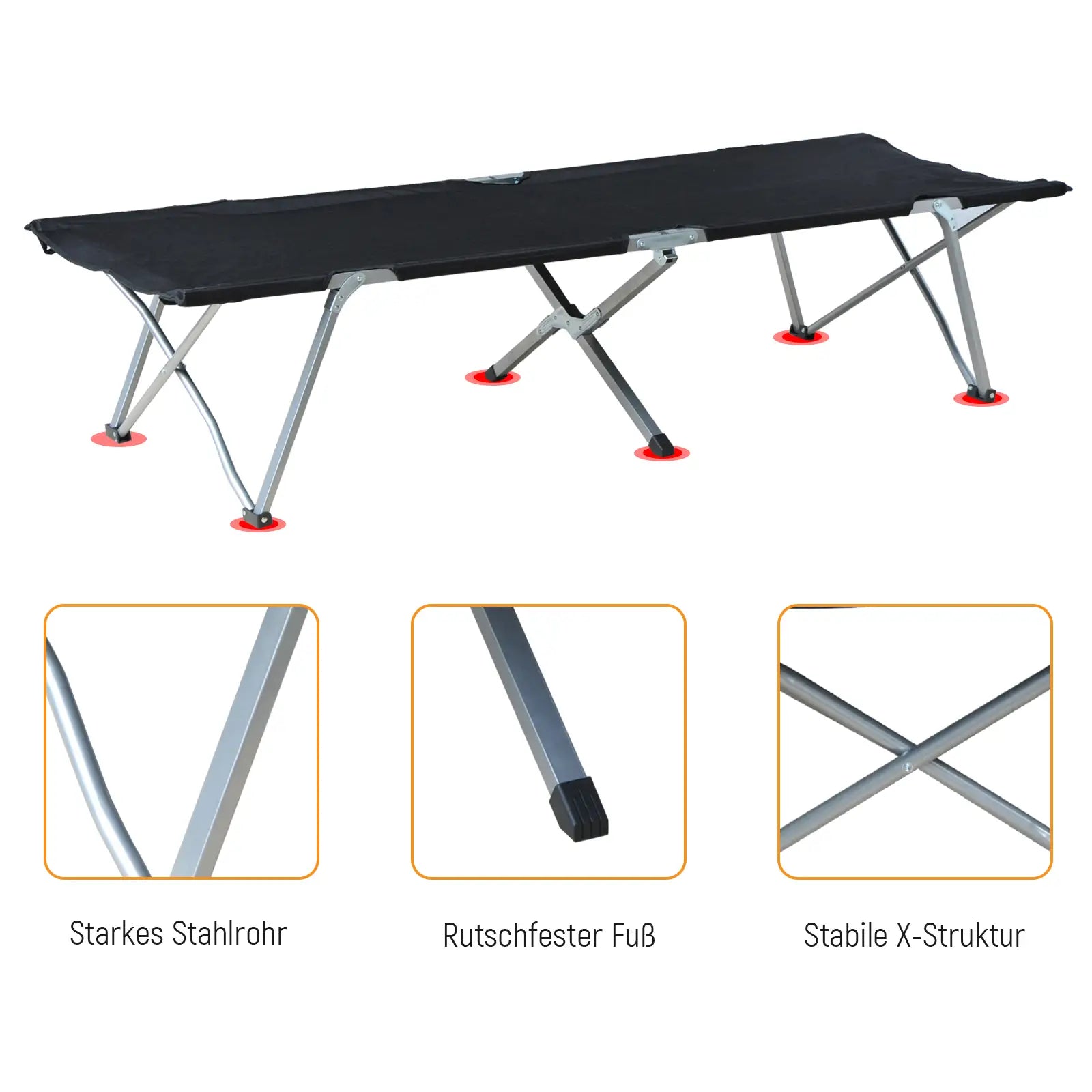 Outsunny Feldbett Campingliege klappbar mit Tragetasche Outdoor