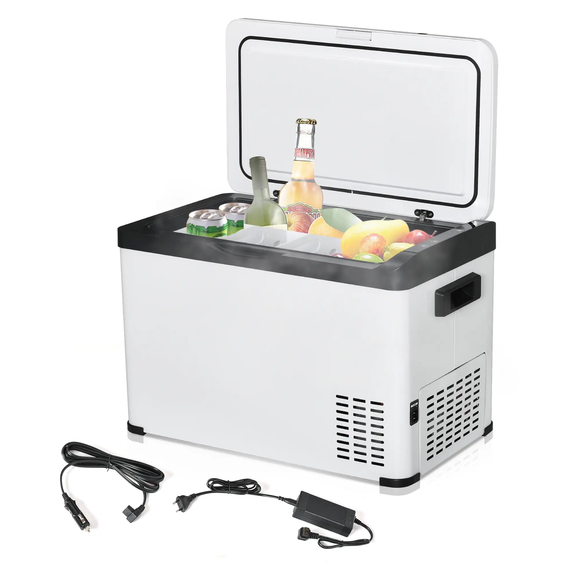 Outsunny Auto-Kühlschrank Kompressor LCD-Panel Batterieschutz Weiß