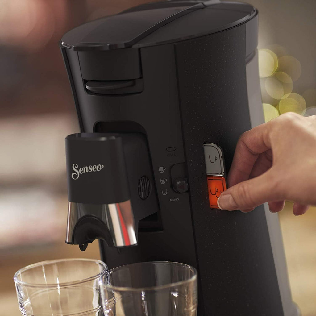 Philips Senseo Select CSA240/20 Kaffeepadmaschine (Kaffeestrkewahl Plus, Memo-Funktion, aus recyceltem Plastik), Schwarz Eco
