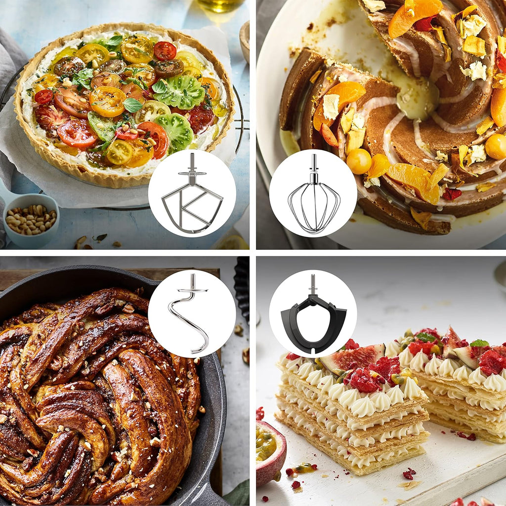 Kenwood Titanium Chef Baker KVL85.424SI Küchenmaschine mit integrierter Waage, inkl. 4-teiligem Patisserie-Set, 7 L und 5L Rührschüssel, stufenloser Geschwindigkeitsregler, 1200 W, Silber