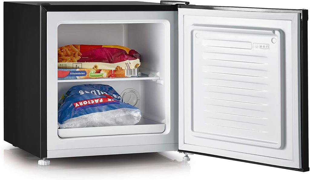 SEVERIN Retro Mini Kühl-/Gefrierbox (31 l), Gefrierschrank klein, Minikühlschrank mit flexibler Temperaturregelung, Tischkühlschrank, schwarz, GB 8880