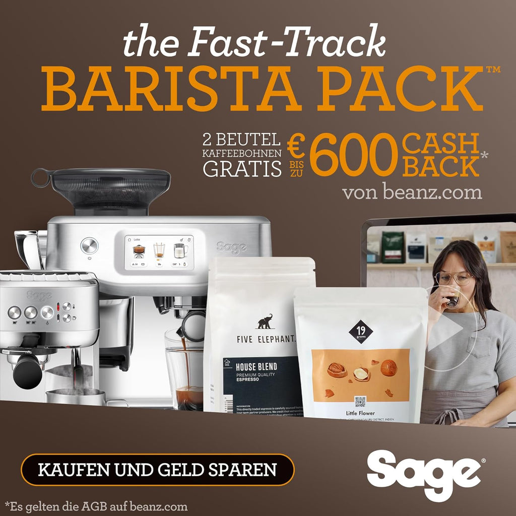 Sage - The Barista Express - Kaffeemaschine mit manuellem Milchaufschäumer & integriertem Mahlwerk - 16 Mahlgradeinstellungen, automatisches Mahlen, individueller Milchschaum - Schwarzer Trüffel