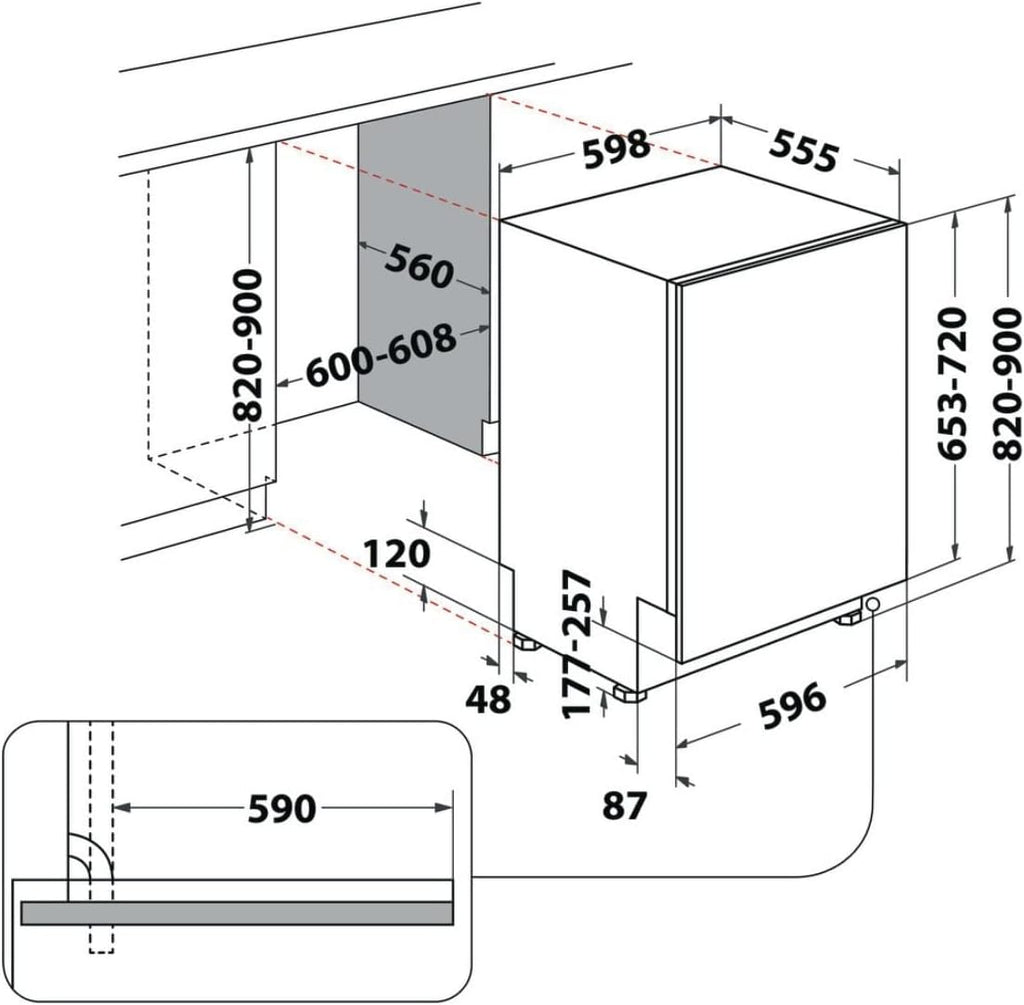 Bauknecht B2I HD526 A Vollintegrierbarer Geschirrspüler/60 CM/Hygiene-Programm/Vollwasserschutz/Startzeitvorwahl/ Selbstreinigungsprogramm