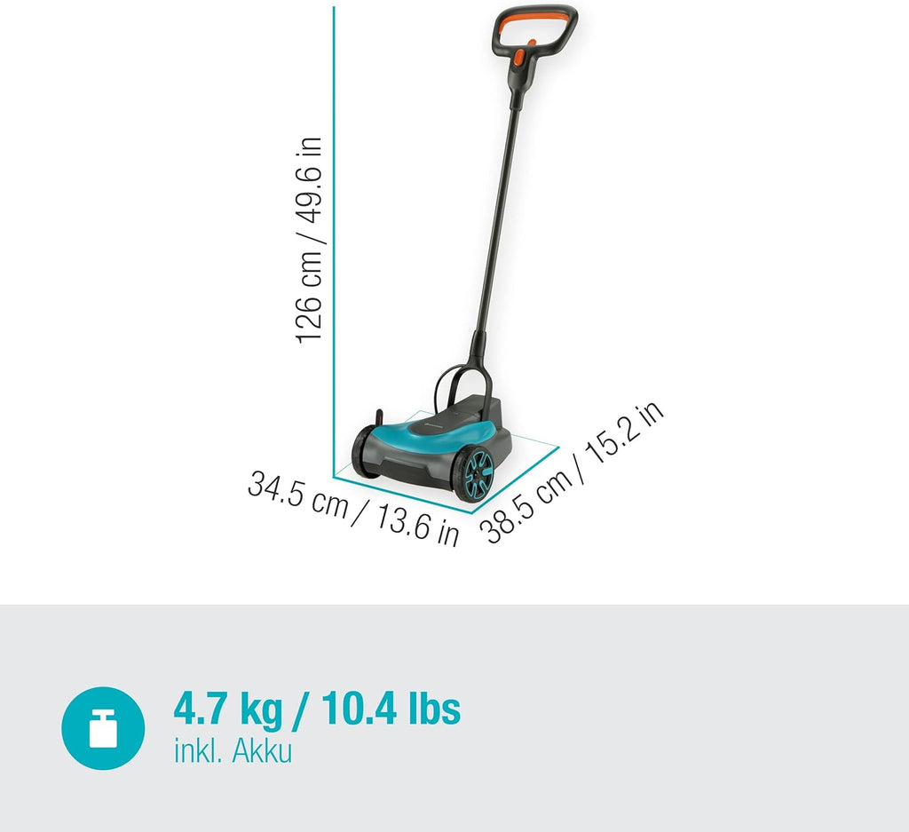 Gardena Akku-Rasenmäher HandyMower 22/18V P4A Ready-To-Use Set: Handrasenmäher, für Rasenflächen bis zu 50 m², Schnitthöhenverstellbar, inkl. 18V P4A Akku (14620-20)